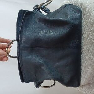 Alfani NAVY BLUE LEATHER PURSE WITH SILVER HARDWARE